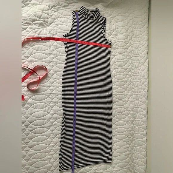 #26 Black & White striped ribbed tube dress.  Beetlejuice Beetlejuice Beetle... - Picture 2 of 3